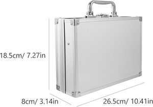 Caja de herramientas de aleación de aluminio, maletín de metal portátil, organizador, estuche de almacenamiento compacto de mano para uso profesional y doméstico, color plateado - Product Image 3