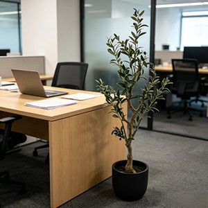  Knock Down Olive Tree Artificial Plant | Space <b>Saving</b> Faux Topiary Tree in <b>Pot</b> for Living Room Office | Easy Setup - Product Image 6