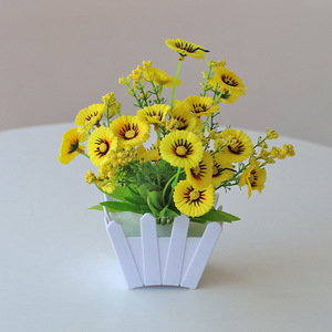 Décoration de jardin Bunga, petites fleurs artificielles, <span class=keywords><strong>bonsaï</strong></span> vert dans un pot en forme de clôture - Product Image 6