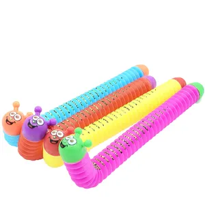 LED Plastic Pop Tubes Sensory Colorful Stretch Decompression Pipe Toys Fidget Pop Tube Slug Toys For Kids