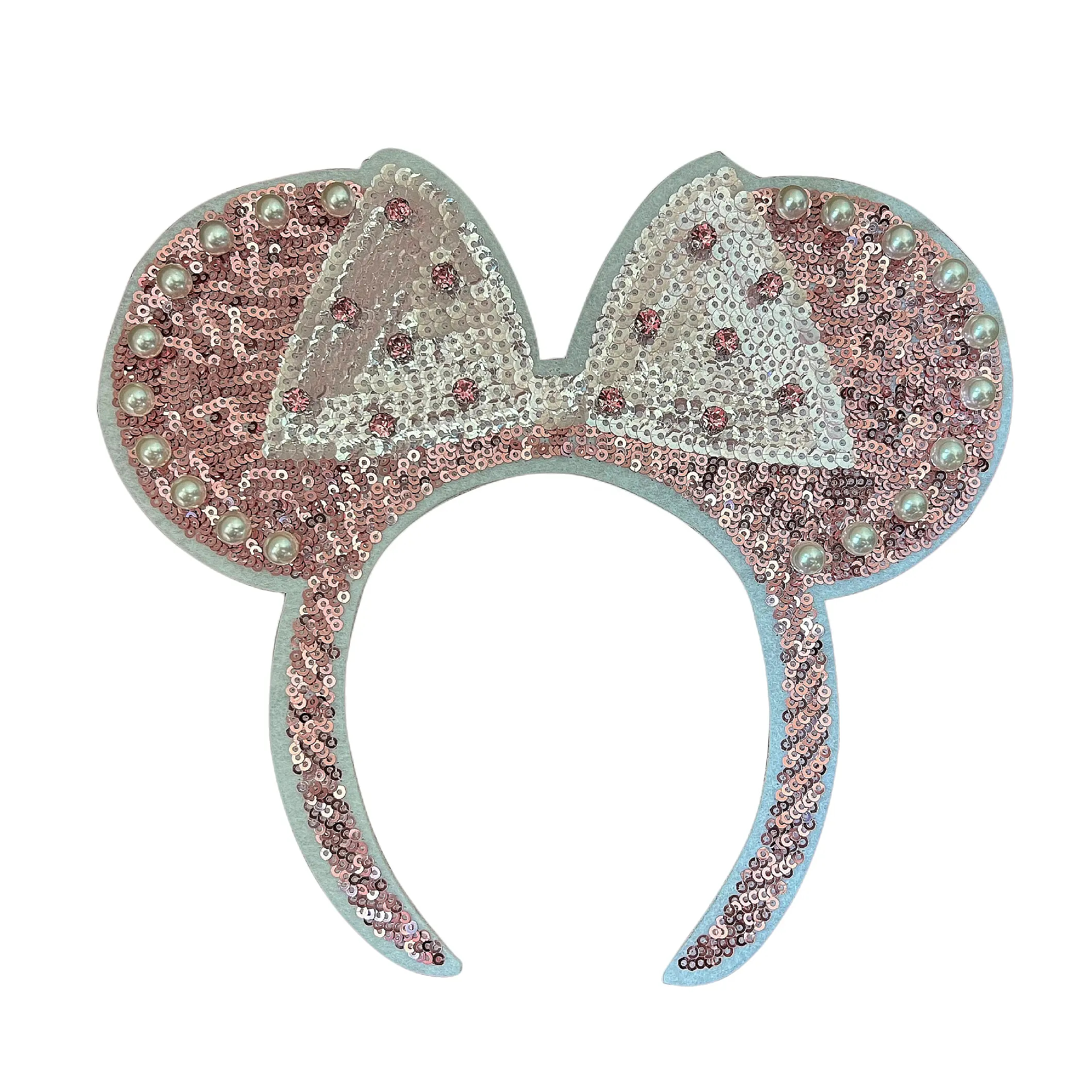 Yeni moda büyük pullu ve boncuk Mickey bandı demir On Patch konfeksiyon için