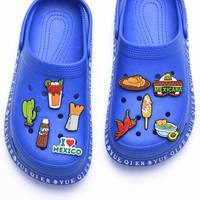 Aksesoris Sepatu PVC Lucu Desain Kustom, Hiasan Sepatu Clog, Grosir Produk Baru Minuman dan Makanan Meksiko