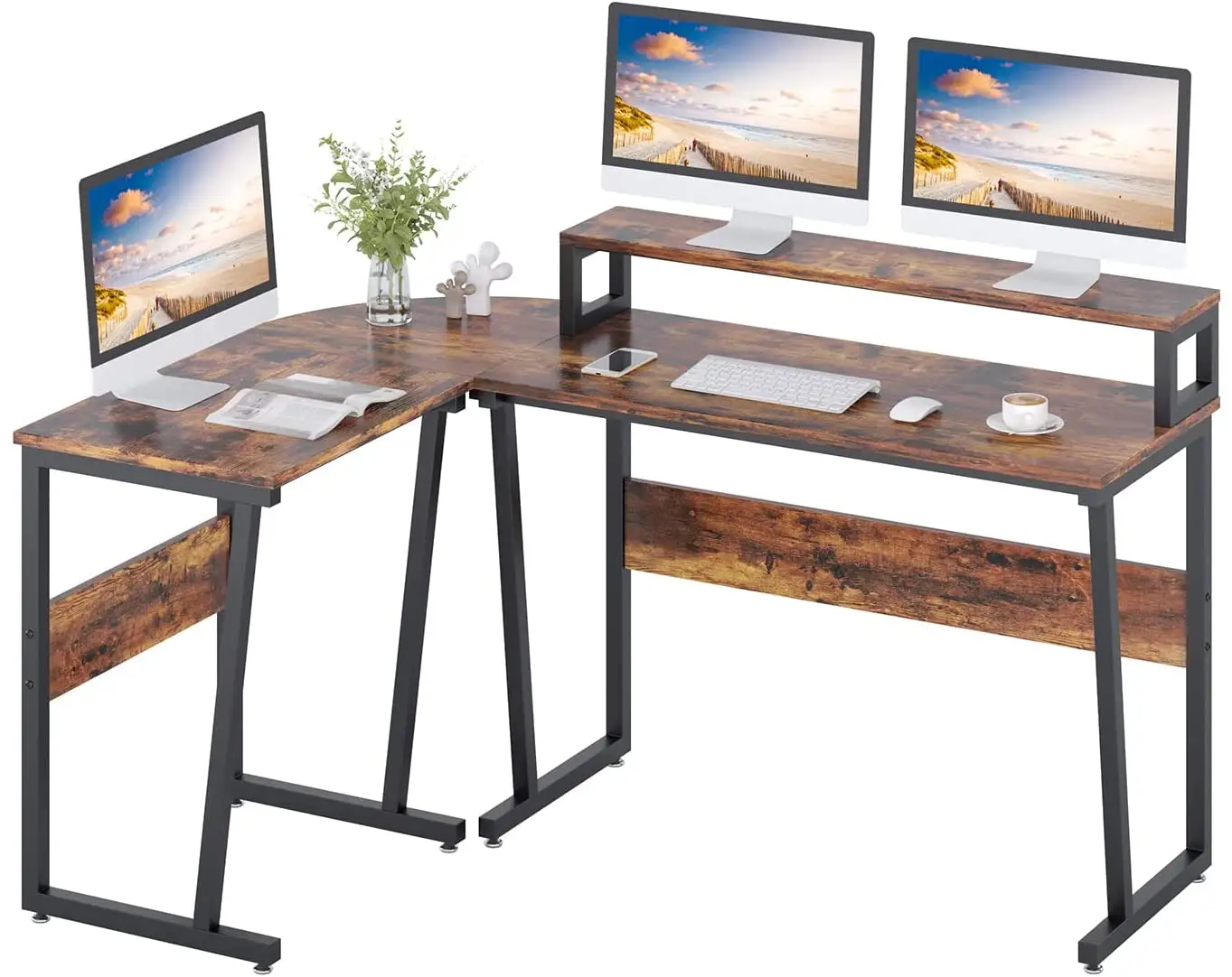 Mdf Wood modern Tables Standing Office Desk Save Space Storage Shelf Adjustable Home game office computer desk