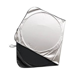 Hot Sale Durable Silver Polyester Two Round Uv Rays Sun Heat Protection Fold Design Car Front <b>Window</b> Sunshade - Product Image 2