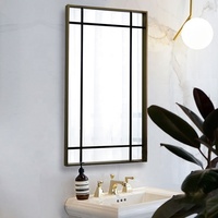 Miroir décoratif carré de style moderne, grille carrée, acier inoxydable 5 mm, couleur cuivre brossé, miroir mural suspendu, sur mesure