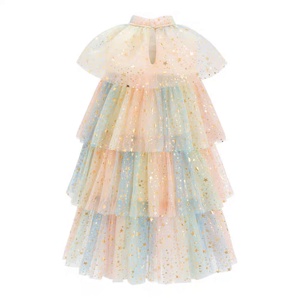 Vestido de tutú de princesa de una pieza de alta calidad para niñas, estampado de <span class=keywords><strong>estrellas</strong></span>, vestido de baile en capas Vintage informal con lentejuelas para fiestas - Product Image 2