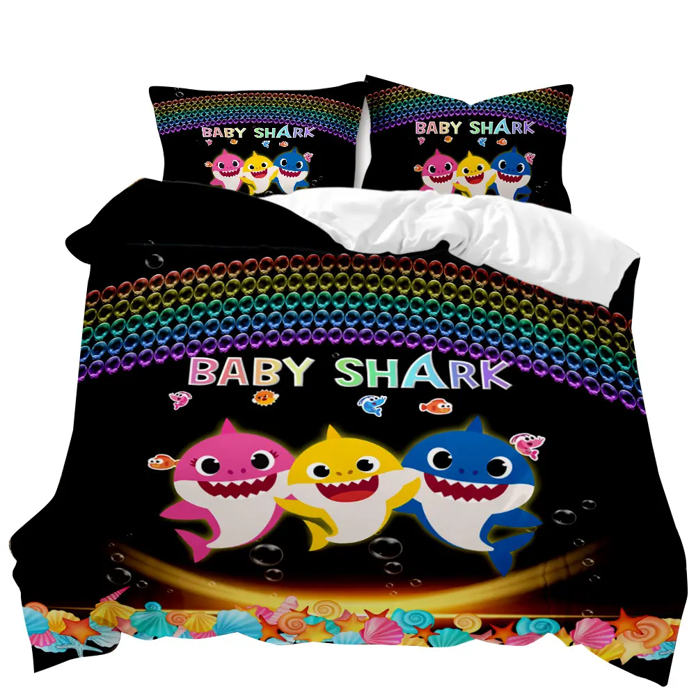 Factory direct supply full size cartoon shark printing 3D bedding duvet cover 3 pieces