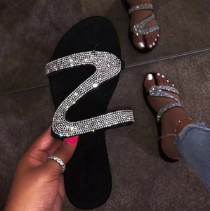 Scarpe Casual da <span class=keywords><strong>donna</strong></span> con strass scarpe da spiaggia basse casual infradito di <span class=keywords><strong>grandi</strong></span> dimensioni per <span class=keywords><strong>donna</strong></span> <span class=keywords><strong>taglie</strong></span> forti <span class=keywords><strong>sandali</strong></span> da <span class=keywords><strong>donna</strong></span> - Product Image 1