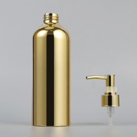 Bouteille de lotion cosmétique liquide anti-déversement en aluminium YG, durable, 1000 ml/500 ml, avec pompe et bouchon à vis, rechargeable, couleur or, emballage