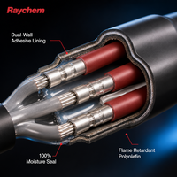 Câble Raychem 1kV 4 conducteurs avec terminal thermorétractable, manchon de dérivation à quatre doigts et cosses en cuivre