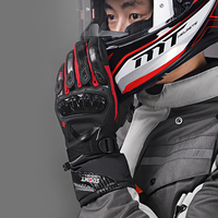 Gants de moto imperméables en cuir thermique avec protection rigide en fibre de carbone pour les motards