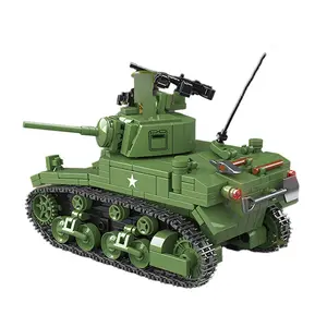 601 pièces WW2 US Army Stuart Light Tank Kit de construction en plastique armée hommes et réservoir ensemble bricolage modèle éducatif jouet bloc de construction ensemble