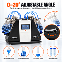 Agitateur à entonnoir séparateur pour l'extraction d'eau, d'huile et de sol, mélangeur de laboratoire vertical 8x1L avec contrôle numérique de l'angle