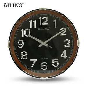 High quality DILING yhot sell round glass frame plastic 3d digital mirrored wall clock silent quartz wall clocks