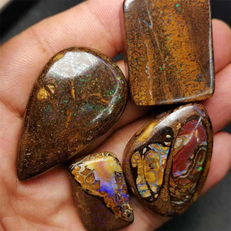 Pingente de pedra de solo australiano super agradável, opala de fogo, cristal natural, pingente marrom polido, várias joias soltas, cabochão de pedra