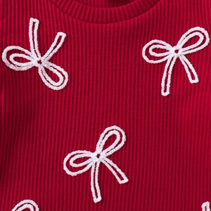 Conjunto de Verano para Niñas, Estilo Chic y Moderno, Camiseta de Algodón de Manga Corta con Estampado de Lazo y Pantalones a Juego, Éxito de Ventas en Europa y América - Product Image 2