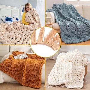 Wooden Knitting Loom <b>Kit</b> Adjustable Size For <b>DIY</b> Blanket Scarf Home Use Natural Wood Color Simple Style - Product Image 3
