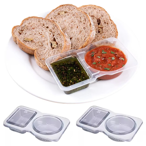 Contenedor de Condimentos Portátil de Doble Compartimento, Mini Tazas de Condimento de Plástico con Tapa, Contenedores Desechables para Salsas, Aperitivos y Aderezos - Product Image 5