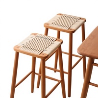 Tabouret nordique en bois massif tressé, tabouret de bar moderne et minimaliste, tabouret de coiffeuse, tabouret à chaussures, tabouret haut, chaise de salle à manger