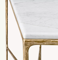 Table console de luxe unique avec plateau en marbre et base en bronze forgé fini à la main, tables consoles, meubles de villa de luxe