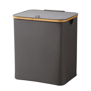 Cesto de lavandería de bambú de tela Oxford 600D de almacenamiento doméstico de buena calidad cesta de lavado plegable con tapa - Product Image 1