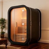 Sauna extérieur moderne en bois de pruche avec bande lumineuse