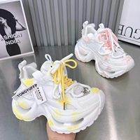 Baskets Chunky Rétro à Plateforme pour Femme, Style Dad Shoes, avec Effet Vieilli, Peintes, Motif Graffiti et Semelle Ondulée