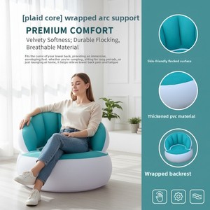 Meubles gonflables de camping d'extérieur pliables en PVC floqué avec dossier, gonflage rapide pour espace de loisirs intérieur - Product Image 5