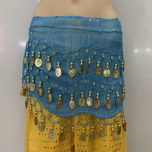 Foulard de <span class=keywords><strong>danse</strong></span> orientale pour danseuse, 3 couches, motif crochet avec pièces d'or, polyvalent et tendance - Product Image 2