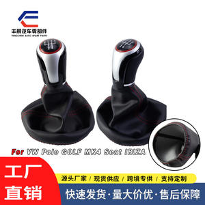 Poignée de levier de vitesses Volkswagen Golf 5 vitesses en cuir avec surpiqûres rouges, design ergonomique - Product Image 3