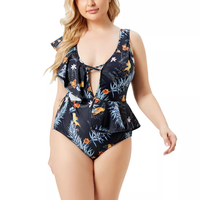 Bañador personalizado de talla grande para mujer, ropa de playa, traje de baño con volantes, bañador de una pieza, Bikini Sexy de gran tamaño 2022