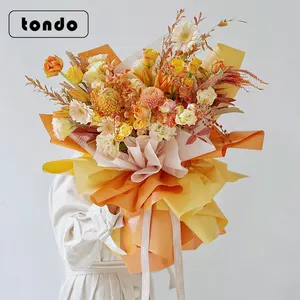 Tondo 58x58cm 20 yaprak/çanta Macarons su geçirmez kore çiçek buketi ambalaj kağıdı çiçekçi için