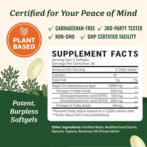 Complément alimentaire végétalien à base d'algues pour la santé cardiaque et oculaire, oméga-3, conditionnement personnalisé, OEM/ODM. - Product Image 2