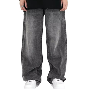 Jeans de Mezclilla Grises para <span class=keywords><strong>Hombre</strong></span>, Estilo Urbano, Holgados, de Pierna Ancha, Casuales, para Verano - Product Image 2