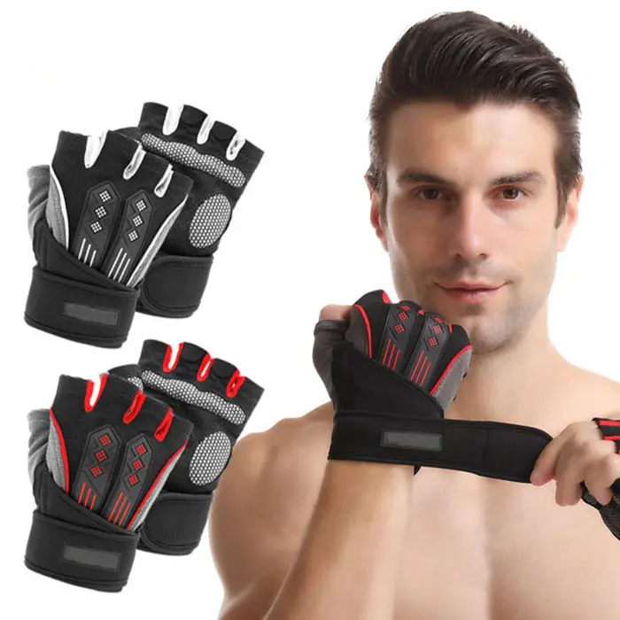 Groothandel Op Maat Verstelbare Oefening Gewicht Tillen Fietsen Fitness Handschoenen Met Rubber Logo Voor Gym
