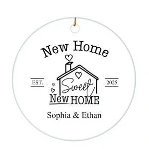 Personalized High Quality <strong>First</strong> <strong>Christmas</strong> <strong>Our</strong> New Home Ceramic Circle <strong>Ornament</strong> 2025 Housewarming Gift Traditional <strong>Christmas</strong> Tree - Product Image 4