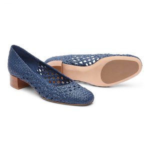 Chaussures de bureau en tricot avec coussin à enfiler, nouvelle mode, tissage en cuir et bois, <span class=keywords><strong>bleu</strong></span> <span class=keywords><strong>marine</strong></span> - Product Image 2