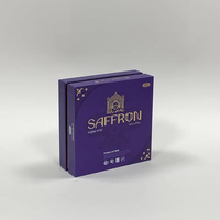 Conception personnalisée Emballage de luxe imprimé en or Boîtes en papier violet amovibles Boîte cadeau 2 pièces avec couvercle et col