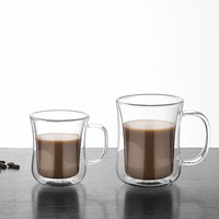 Vente en gros de tasses à café en verre à double paroi, anti-brûlure, isolées, en verre borosilicate de haute qualité, pour la maison et le bureau