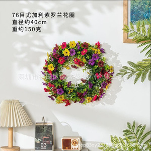 Guirlande de fleurs artificielles Eucalyptus Violet 35 cm de diamètre Plastique Taille moyenne Décoration de porte Ornement de Noël - Product Image 3