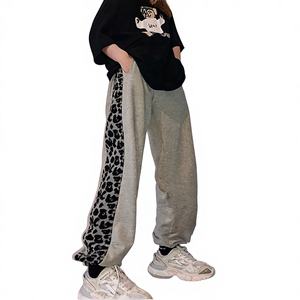 2025 Custom Logo Leopard Print Knitted Washed Women's Full Length Regular Fit Elastic Waist Plus Size <b>Pants</b> <b>Positions</b> - Product Image 3