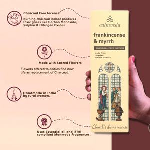 Incenso Calmveda Church di Incenso e Mirra (80 Bastoncini) - Senza Carbone, Fatto a Mano, Olibano da Fiori Riciclati per Uso Spirituale e Curativo - Product Image 2