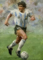 Peinture à l'huile peinte à la main Portrait personnalisé sur toile Art mural pour la décoration de la maison Football Soccer Player