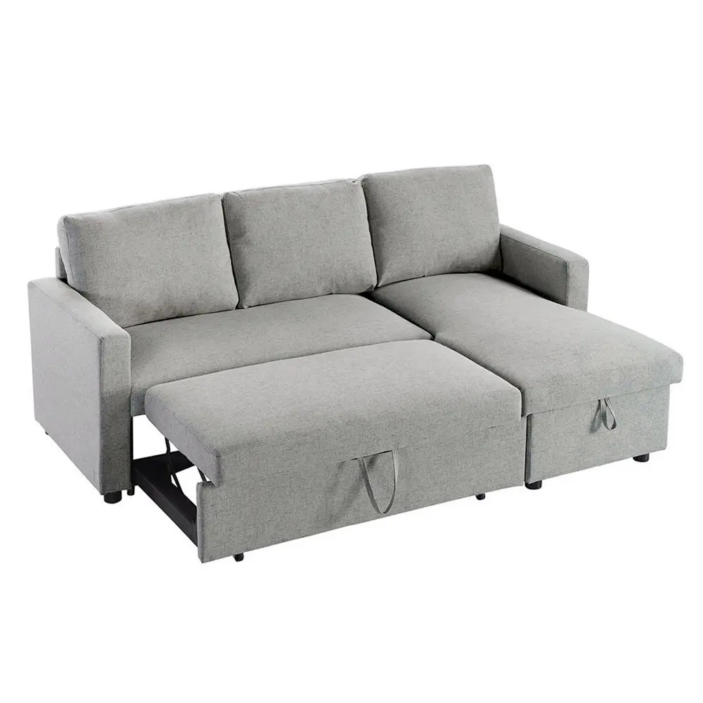 أريكة 3 مقاعد مع مكان للتخزين أو سرير أريكة قابلة للسحب على شكل حرف l