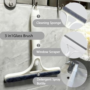 Eco-Friendly Durable Microfiber Glass Scraper Spray Bottle for Shower <b>Window</b> Tile Mirror Kitchen Cleaning <b>Plastic</b> Handle - Product Image 3