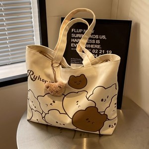 PLAYMAX Large Capacity Customized Design Eco-Friendly Superior Quality <b>College</b> Student Women's Shoulder Tote <b>Bag</b> Cotton/Canvas - Product Image 5
