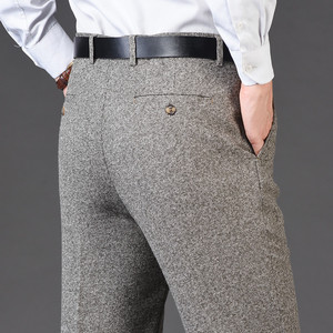 <span class=keywords><strong>Pantalon</strong></span> de <span class=keywords><strong>costume</strong></span> en <span class=keywords><strong>laine</strong></span> épais pour <span class=keywords><strong>homme</strong></span>, style décontracté et professionnel, coupe droite, taille haute, ample, non extensible, pour l'hiver et l'automne - Product Image 1