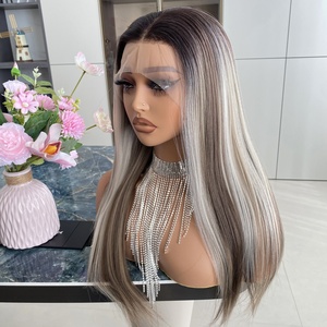 Perruques synthétiques lisses 13x4 à lacet frontal de haute qualité, avec raie au milieu, pour femmes noires – Meilleures ventes - Product Image 2