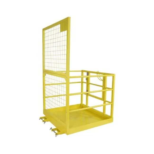 Cage de sécurité de plate-forme de chariot élévateur jaune 45 "x 43"