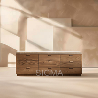 Sigma Moderne Lit Double Noyer Chêne Finition King Queen Sizes Panneau de latte Conception sans tête pour chambre à coucher Hôtel Appartements Stockage
